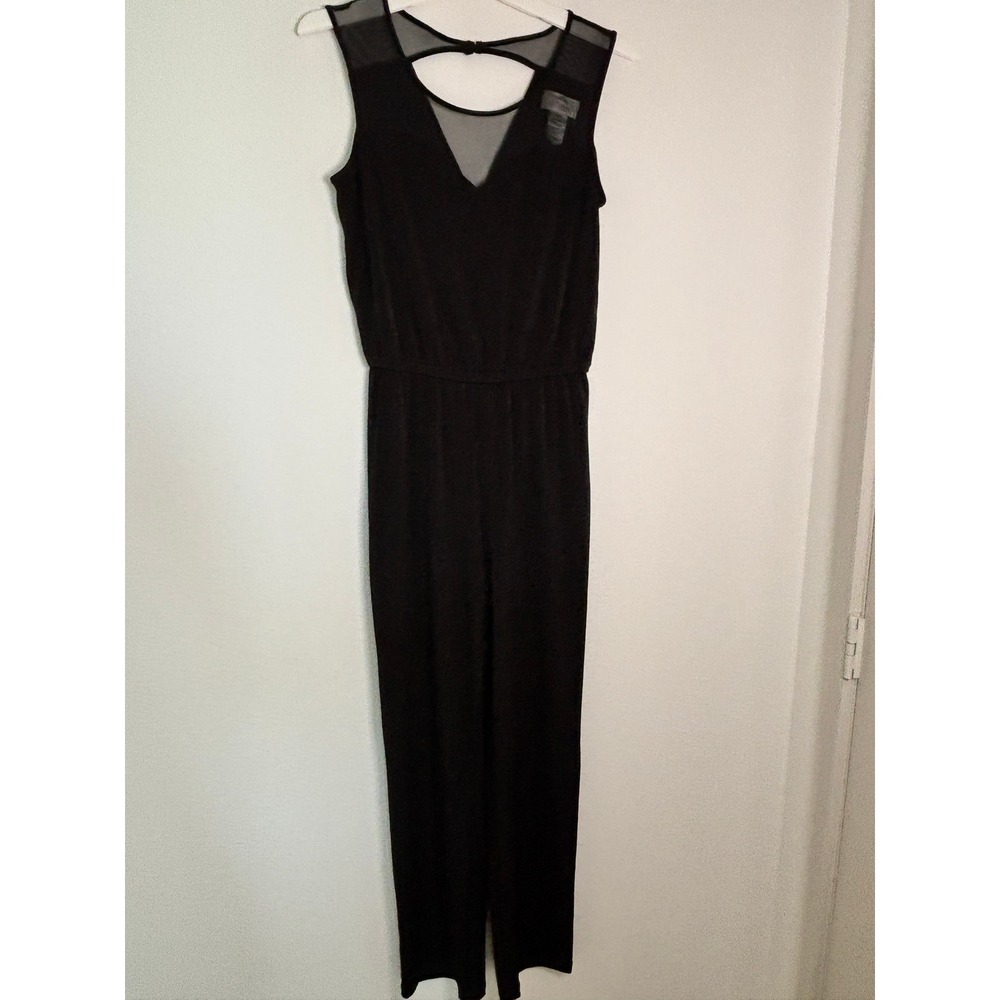 Sweet Storm Black Mesh Panel Sleeveless Jumpsuit Size M 22632N